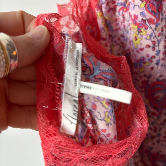 EUC Anthropologie Romper Nightie S Coral Floral - Picture 6 of 11